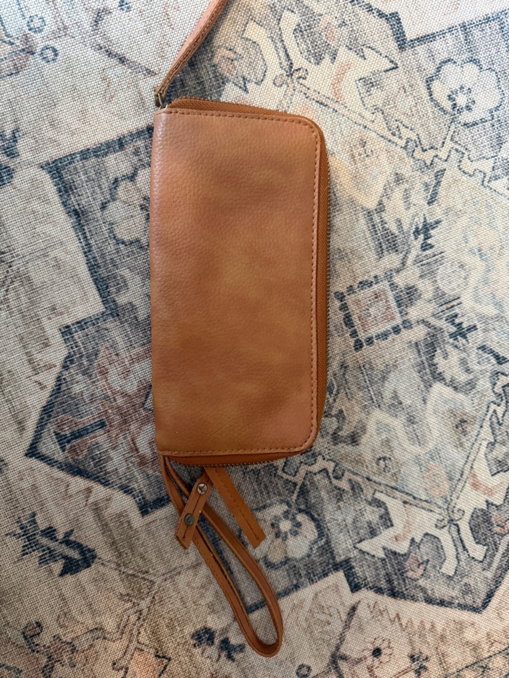 Free People Tan Vegan Zip Pouch Wristlet